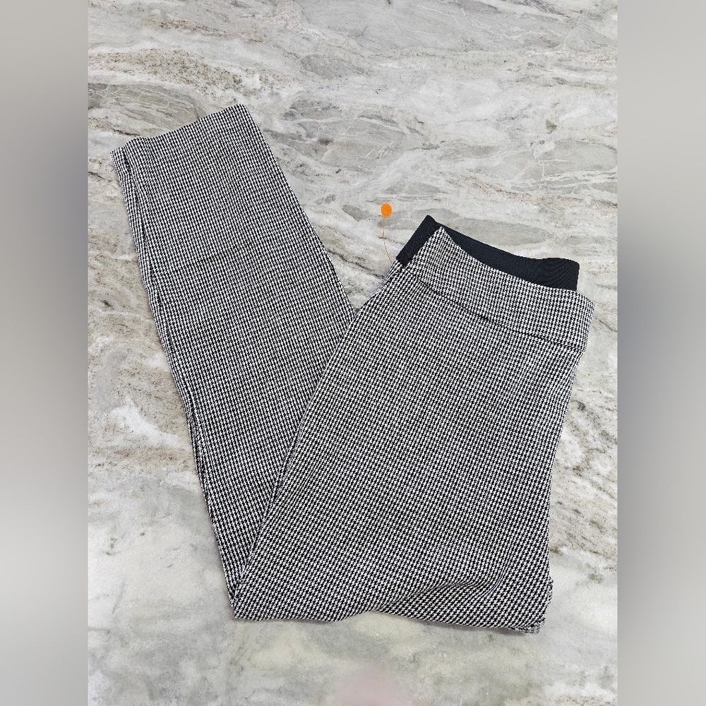 A New Day Women’s Houndstooth Stretch Pants Size 8 Black White Work Career